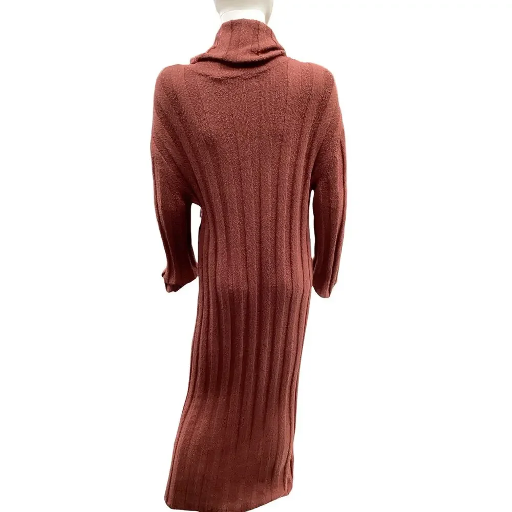 FP Beach Free People Dress Womens SZ M LongKnit Acrylic/CottonBlend Burnt Orange